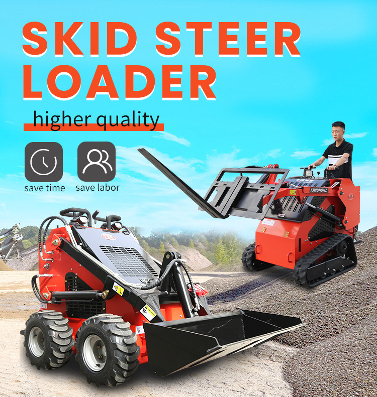 CE Mini Track Skid Steer Loader Price 4X4 Micro Wheel Loader Skid Steer With Multiple Attachments