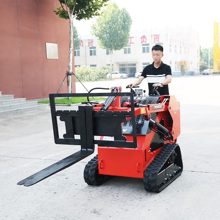 Small Crawler Wheeled Compact Mini Skid Steer Loader Wheeled Loader Skid Steer With Auger Mulcher 4 In 1 Bucket