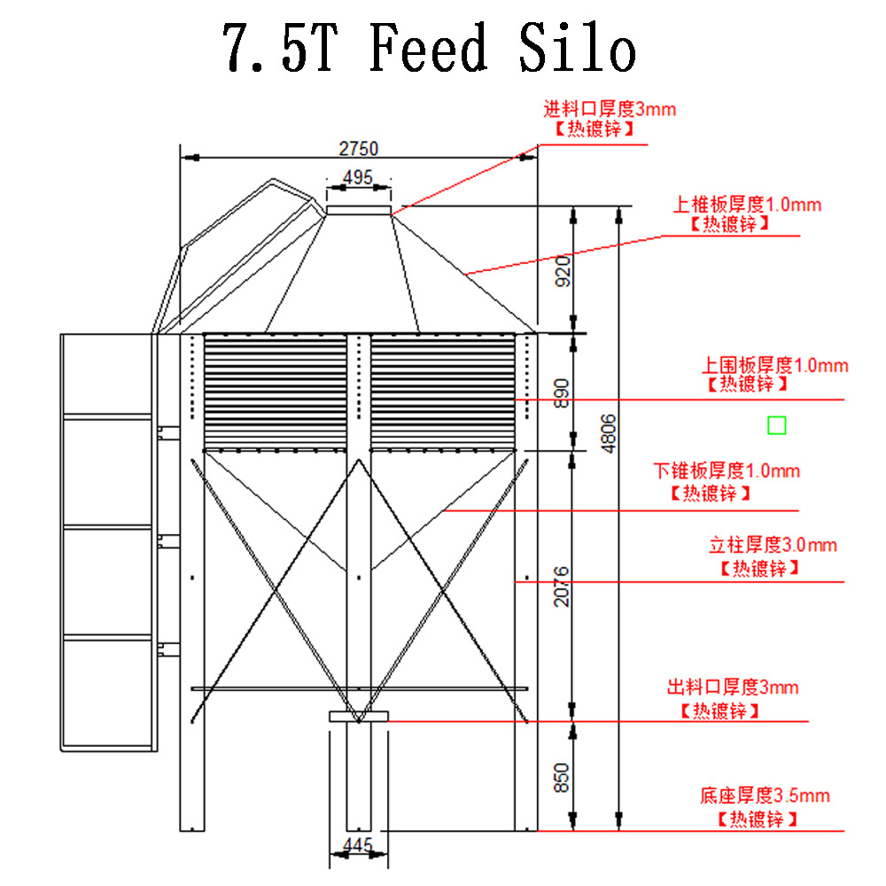 5-50 Ton Small Barley Malt Grain Corn Feed Storage Silo Bins for Animal Feed Pellet Farm Feeding Line