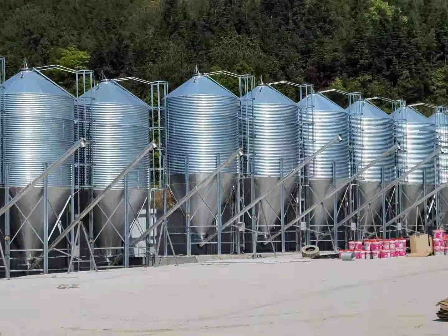 Small Grain Feed Silos 10 Ton 20t 50t Steel Storage Silos Bins for Broiler Automatic Chicken Pig Feeding System