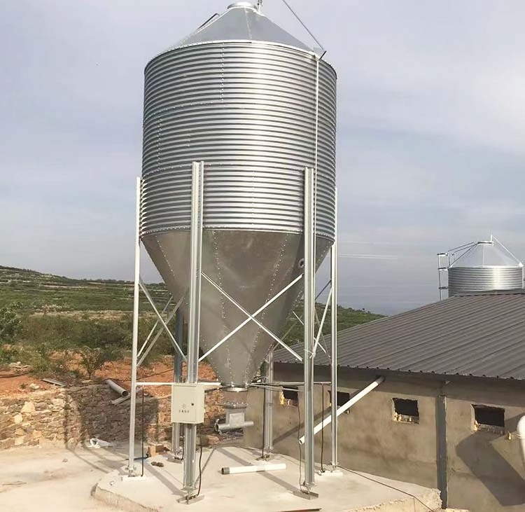 Small Grain Feed Silos 10 Ton 20t 50t Steel Storage Silos Bins for Broiler Automatic Chicken Pig Feeding System