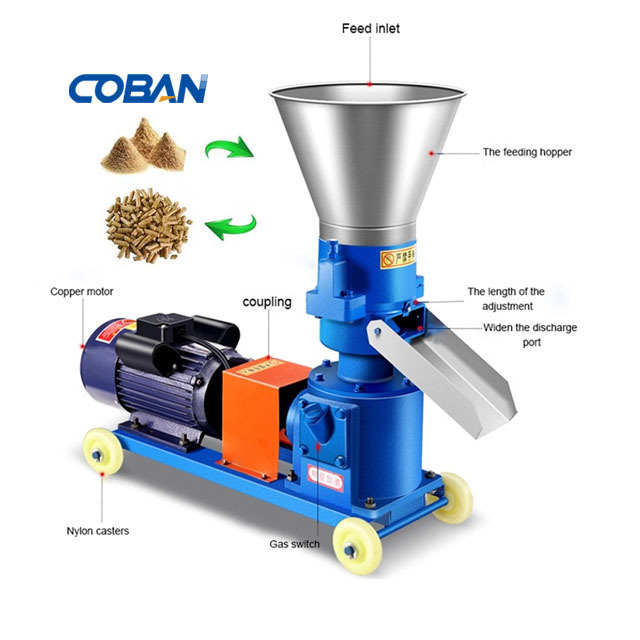 Mini chicken cattle animal feed food pellet making machine poultry feed pellet mill pelletizer machine for Broiler Hen cock bull