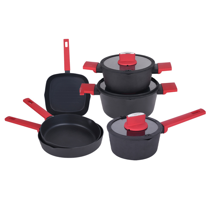 colli Cookware Set Aluminum Kitchenware Frying Pan Low Pot Casserole Baking Pan Set Nonstick Coated with Bakelite Handles