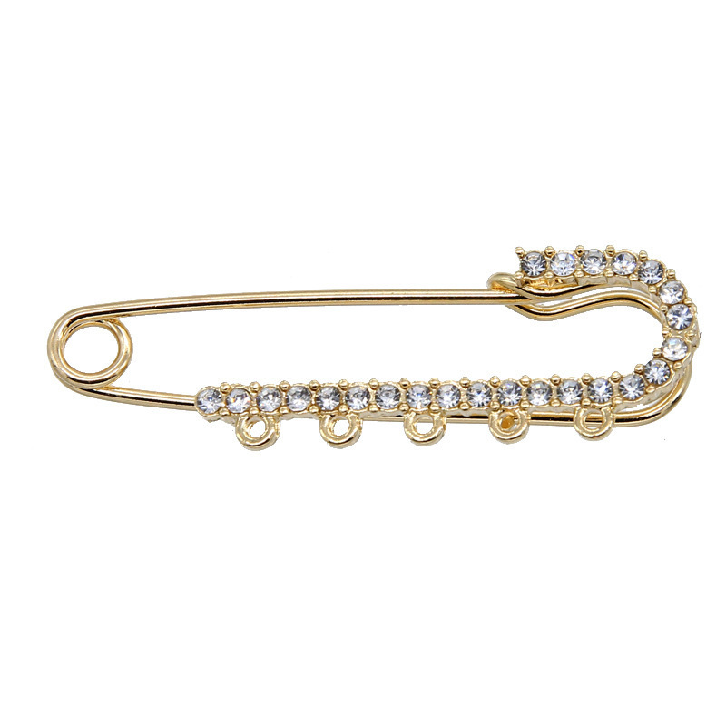 Loops Gold Plated Baby Pins Brooch Rhinestone Crystal Muslim Islamic Hijab Scarf Safety Pins Brooches For kids