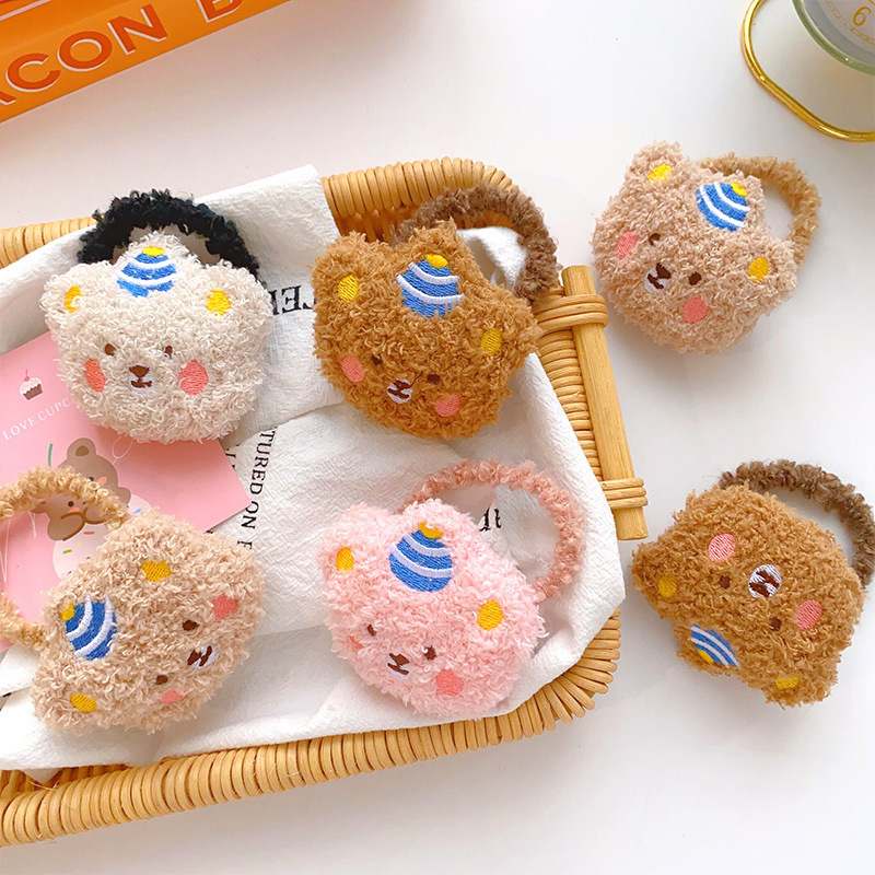 Plush Stuffed Cartoon Animals Bear Hair Scrunchie Girls Women Ponytail Holders Accessories Elastic Hair Tie Plush Rubber Band