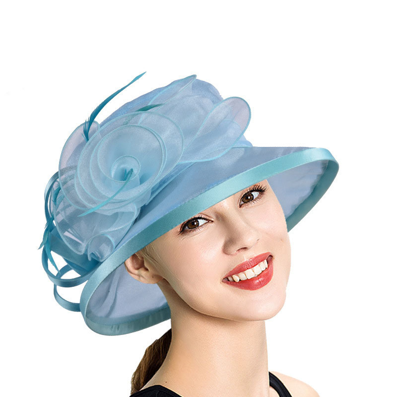 women's fashion crimped mesh cap outdoor UV proof Organza hat wedding and church kentucky derby hat party hats for adults