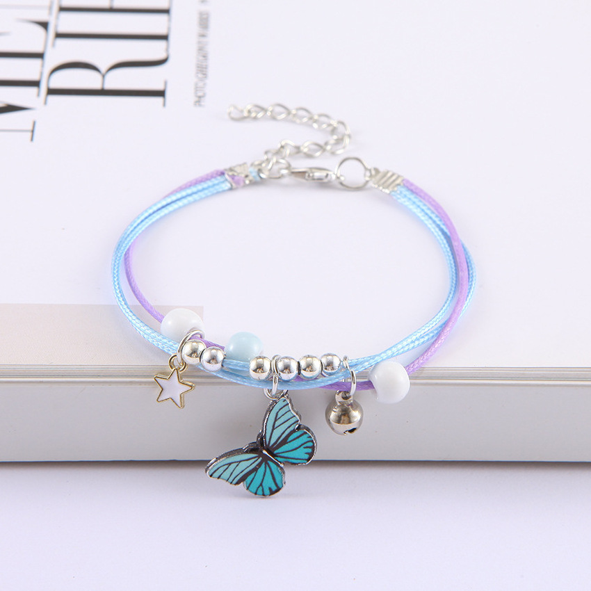 Wholesale Fashion Charm Butterfly Star Pendant Adjustable Bracelet Couple Girlfriends Sisters Bracelet Jewelry Gift