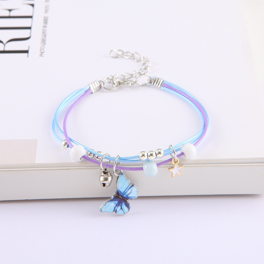 Wholesale Fashion Charm Butterfly Star Pendant Adjustable Bracelet Couple Girlfriends Sisters Bracelet Jewelry Gift