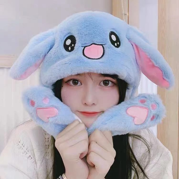 Custom Girls Cute Animal Plush Bunny Hat Children Airbag Moving Ears LED Light Up Stuffed Cosplay Party Fancy Dress Winter Hats