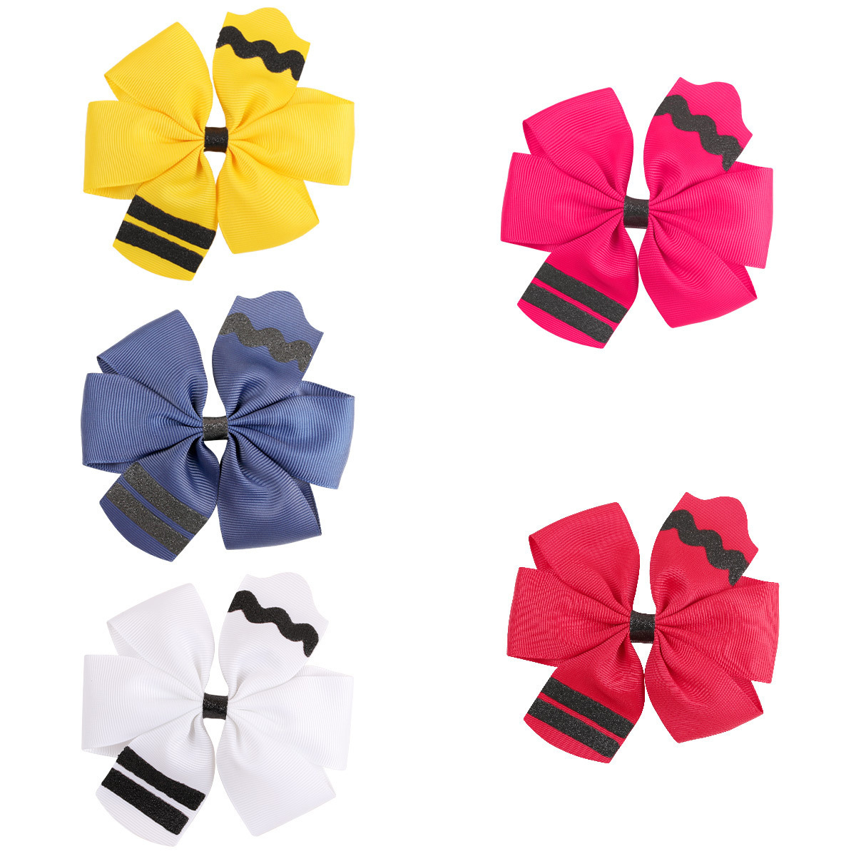 Boutique 4 Inch Back To School Day Colorful Hair Bows Hairpins Children Yellow Pencil Style Bow Headwear Accessories Hair Clips