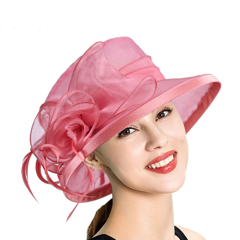 women's fashion crimped mesh cap outdoor UV proof Organza hat wedding and church kentucky derby hat party hats for adults