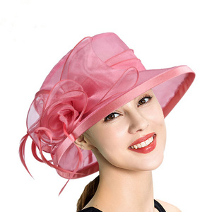 women's fashion crimped mesh cap outdoor UV proof Organza hat wedding and church kentucky derby hat party hats for adults