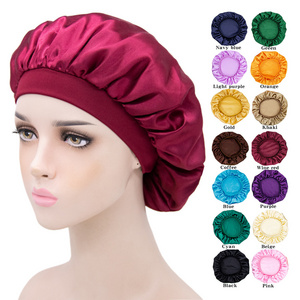 Wholesale Women Shower Cap Sleeping Hair Cap Sublimation Designer Hair Bonnets Silk Custom Logo Satin Bonnet