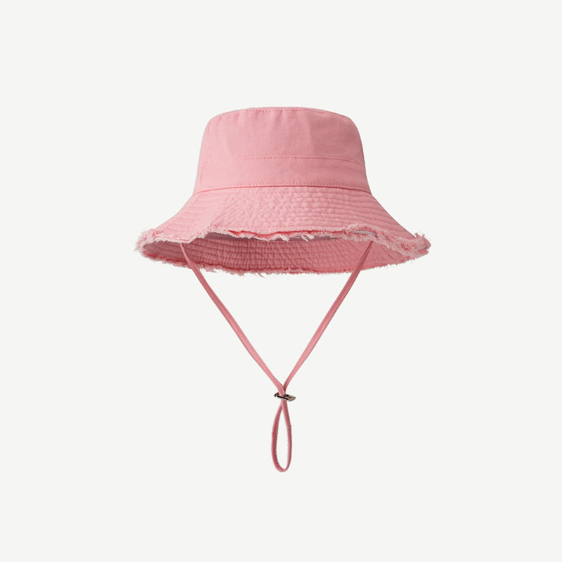 Wholesale top hot sale in stock summer outdoor fashion colorful adjustable wide brim fisherman cap ripped bucket hat with string