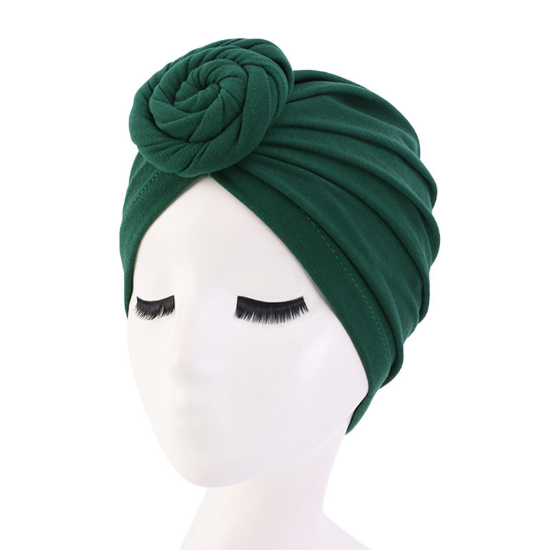 African Women Solid Color India Turban Bonnet Arab Wrap Head Scarf Hijab Hat Muslim Headdress Women Inner Hijab Hats