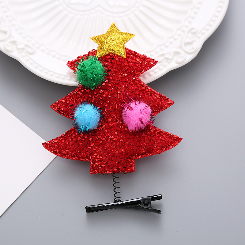 Fashion Kids Xmas Party Cute Duckbill Clip Hair Accessories Christmas Santa Claus Elk Snowman Christmas Tree Hairpin Hair Clips