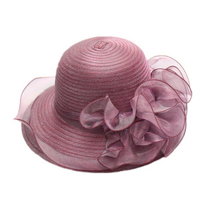 Church Young Ladies Women Wholesale Organza Hat Fascinators Wide Brim Sun Party Hats