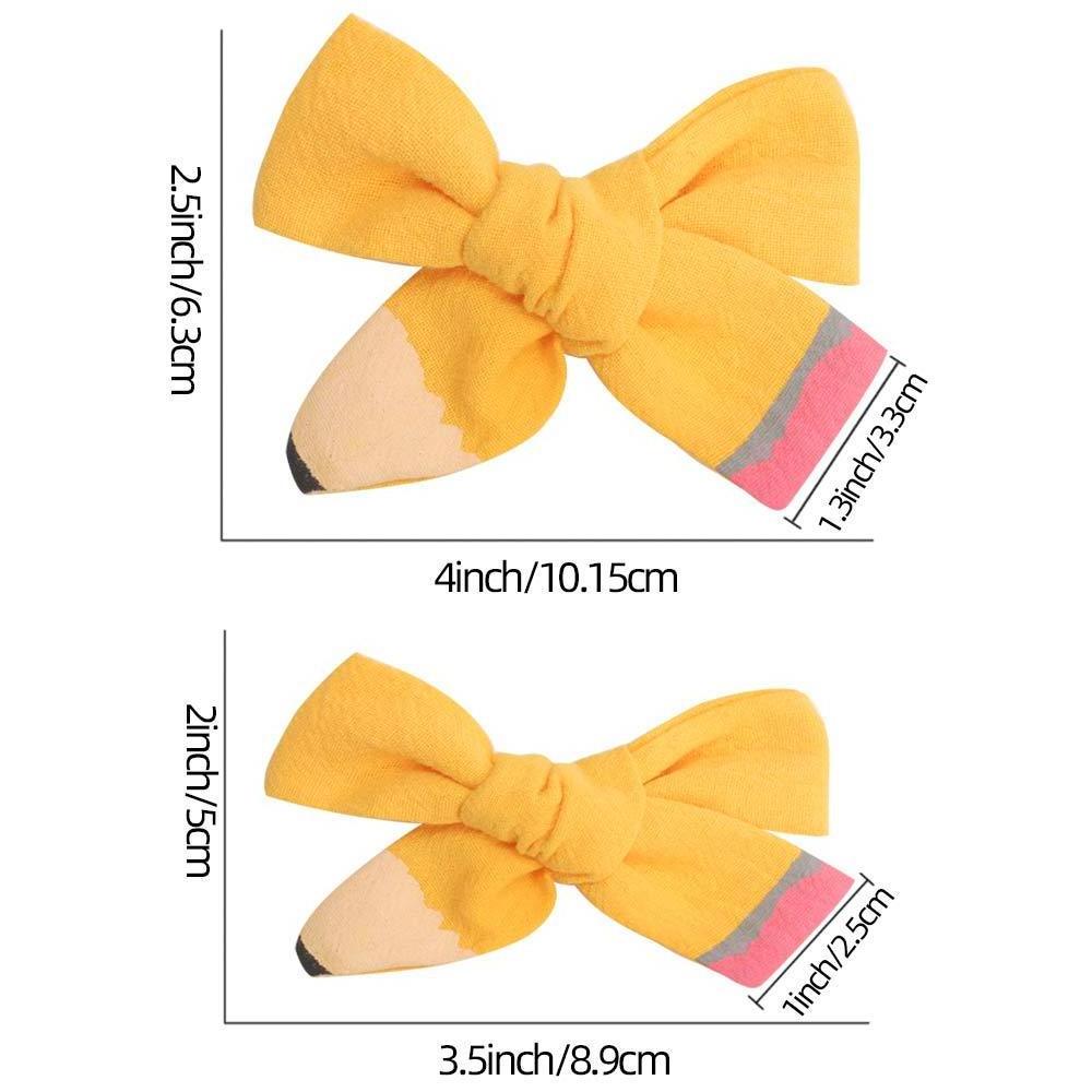 4 Inch Pencil Design Back to School Hairpins Yellow and pink Hair Bows with Clips for Girls Kids Boutique Accessories Hair Clips