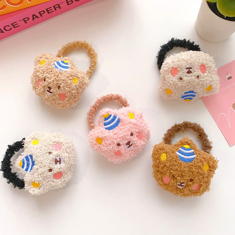 Plush Stuffed Cartoon Animals Bear Hair Scrunchie Girls Women Ponytail Holders Accessories Elastic Hair Tie Plush Rubber Band