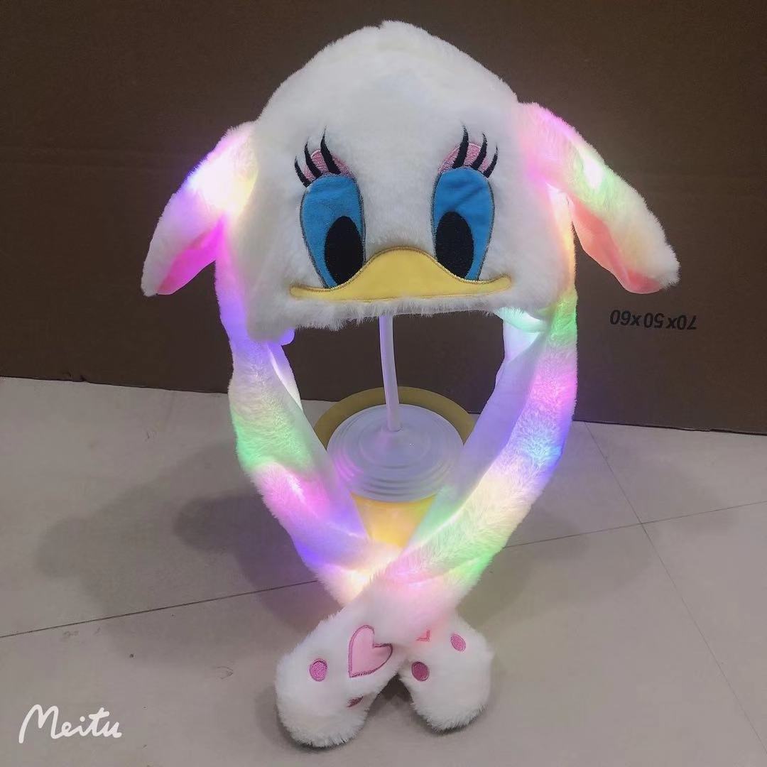 Custom Girls Cute Animal Plush Bunny Hat Children Airbag Moving Ears LED Light Up Stuffed Cosplay Party Fancy Dress Winter Hats