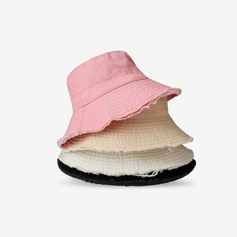 Wholesale top hot sale in stock summer outdoor fashion colorful adjustable wide brim fisherman cap ripped bucket hat with string