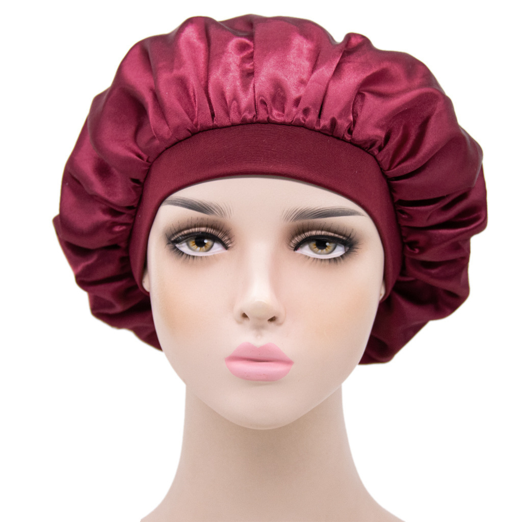 Wholesale Women Shower Cap Sleeping Hair Cap Sublimation Designer Hair Bonnets Silk Custom Logo Satin Bonnet