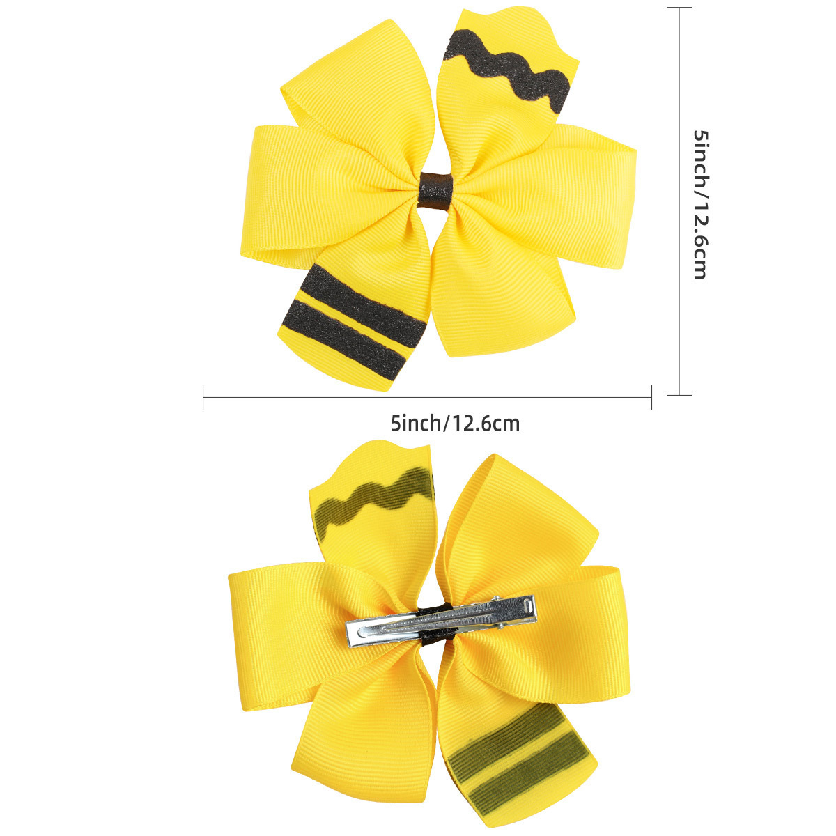 Boutique 4 Inch Back To School Day Colorful Hair Bows Hairpins Children Yellow Pencil Style Bow Headwear Accessories Hair Clips