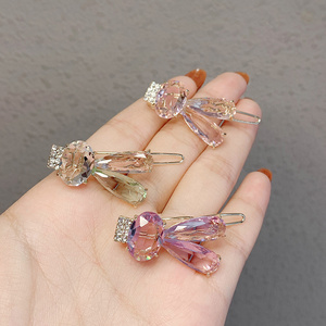 Korean style rabbit crystal hairpin bangs side clip net red girl clip headdress side frog button clip