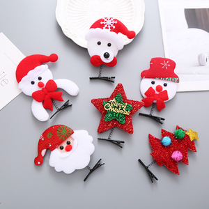 Fashion Kids Xmas Party Cute Duckbill Clip Hair Accessories Christmas Santa Claus Elk Snowman Christmas Tree Hairpin Hair Clips