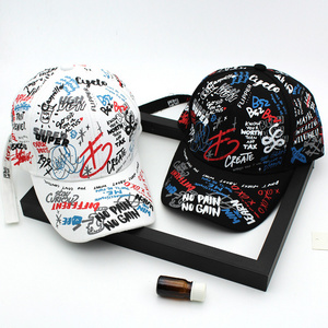 Custom Logo Fashion Men Graffiti Printing Embroidery Hip Hop Cap Wholesale Promotional Hip-Hop Baseball Cap