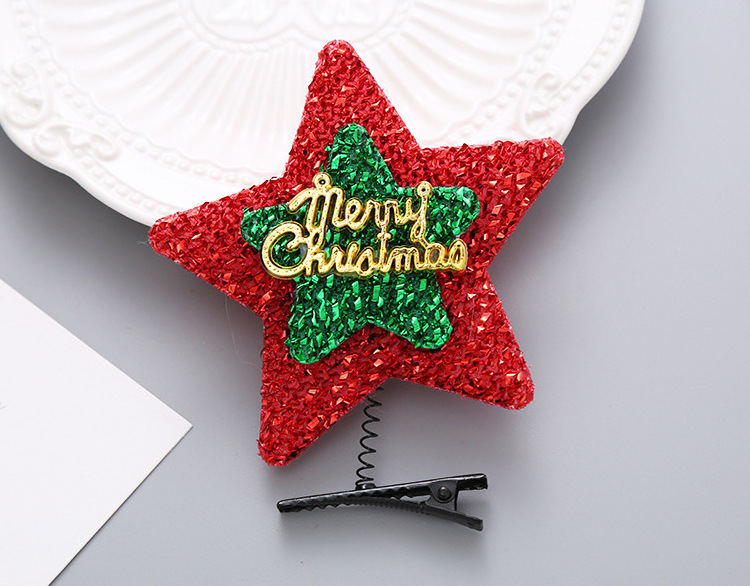 Fashion Kids Xmas Party Cute Duckbill Clip Hair Accessories Christmas Santa Claus Elk Snowman Christmas Tree Hairpin Hair Clips