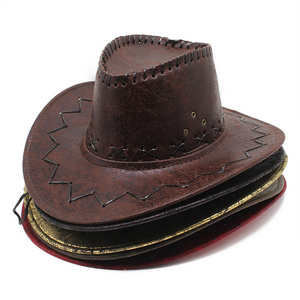 Custom PU Leather Cowboy Western Hat China Manufacturer Wholesale Cheap Cowboy Hats For Men Adult