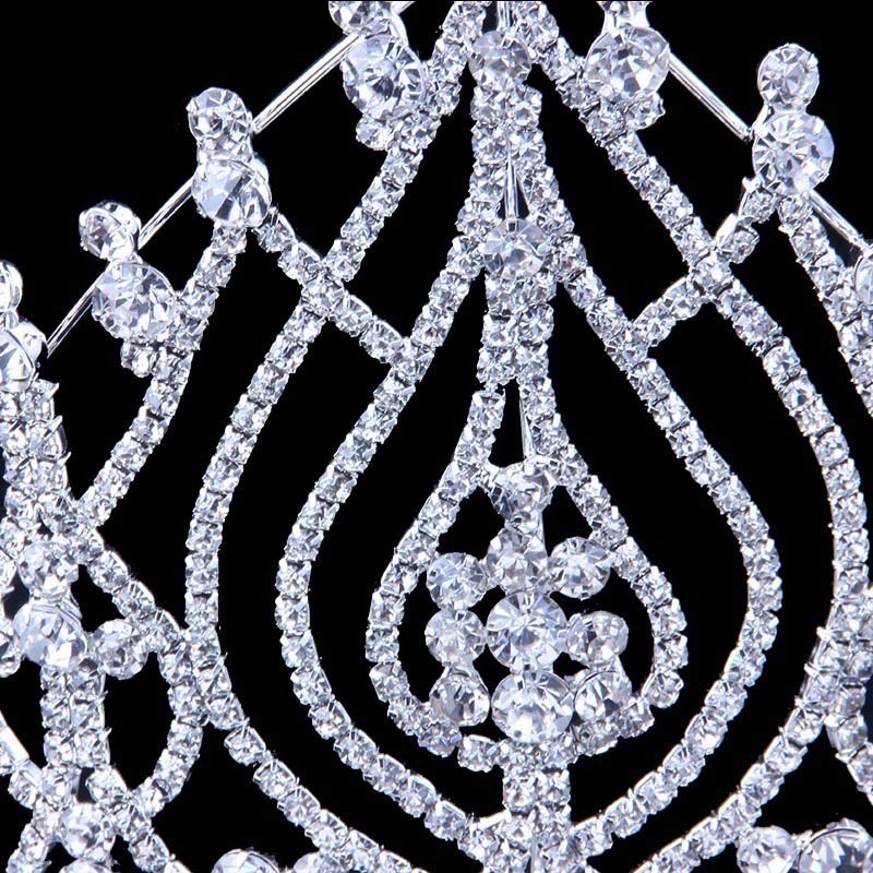 High Quality Cup Chain Welded Rhinestone Tall Pageant Tiara Crown Wedding Tall Pageant Crown for Party