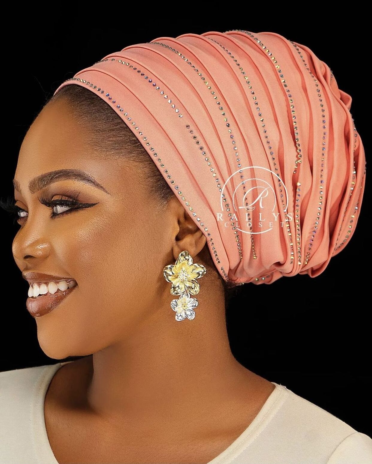 Wholesale Customization New Designer Women African Cap Bonnet Hijab Fashion Glitter Rhinestone Stretch Women's Gele Turban Hat