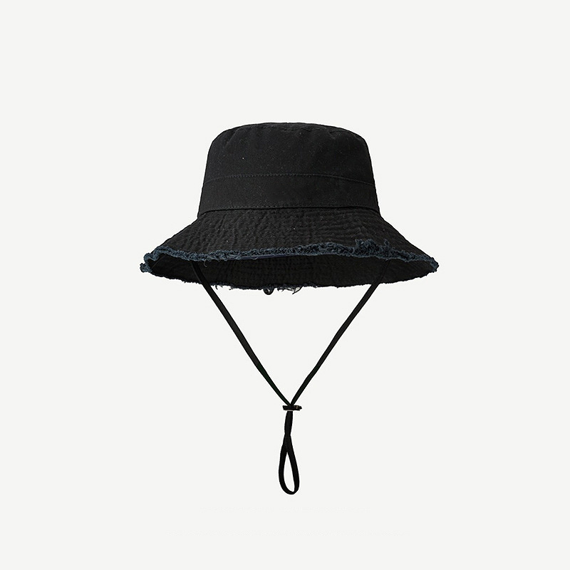 Wholesale top hot sale in stock summer outdoor fashion colorful adjustable wide brim fisherman cap ripped bucket hat with string