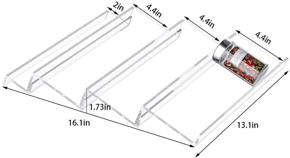 Acrylic 4 Tiers Spice Drawer Organizer Insert Adjustable Spice Jar Rack Set Tray for Spice Jars