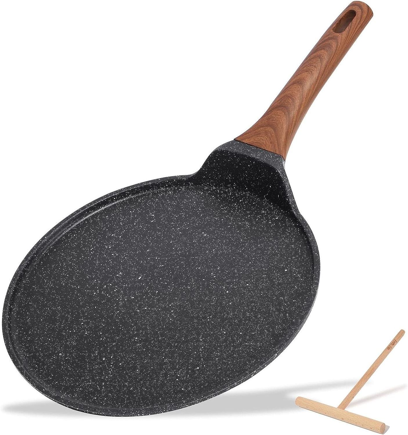 Granite Coating Flat Skillet Tawa Dosa Tortilla Pan Nonstick Crepe Pan with Spreader