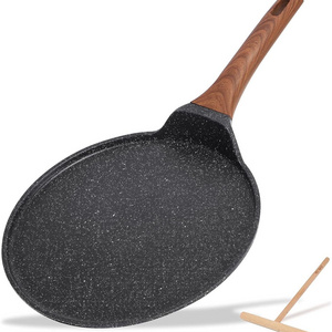 Granite Coating Flat Skillet Tawa Dosa Tortilla Pan Nonstick Crepe Pan with Spreader