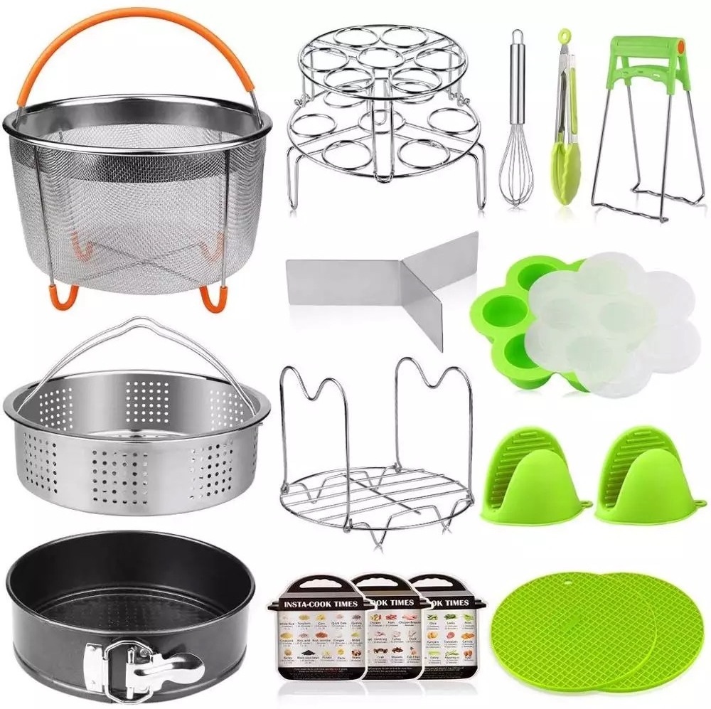 11PCS Pressure Cooker Accessories Set compatible with 6 8 Qt Steam cooker Veggie Basket Springform Pan Pot