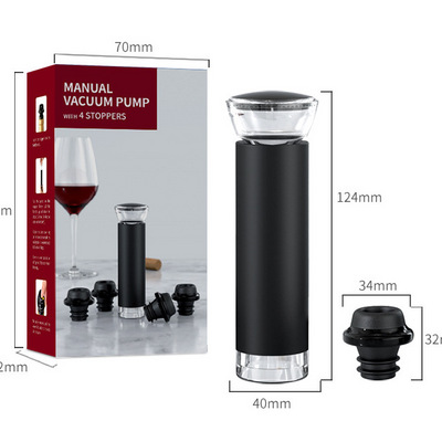 Wine Bottle Vacuum pump with 4 Vacuum Stopper, Wine Saver Pump with 4 Vacuum Bottle Stoppers