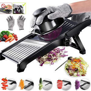 Adjustable Mandoline Slicer, Mandoline with Cut-Resistant Gloves, Kitchen Mandoline Slicer