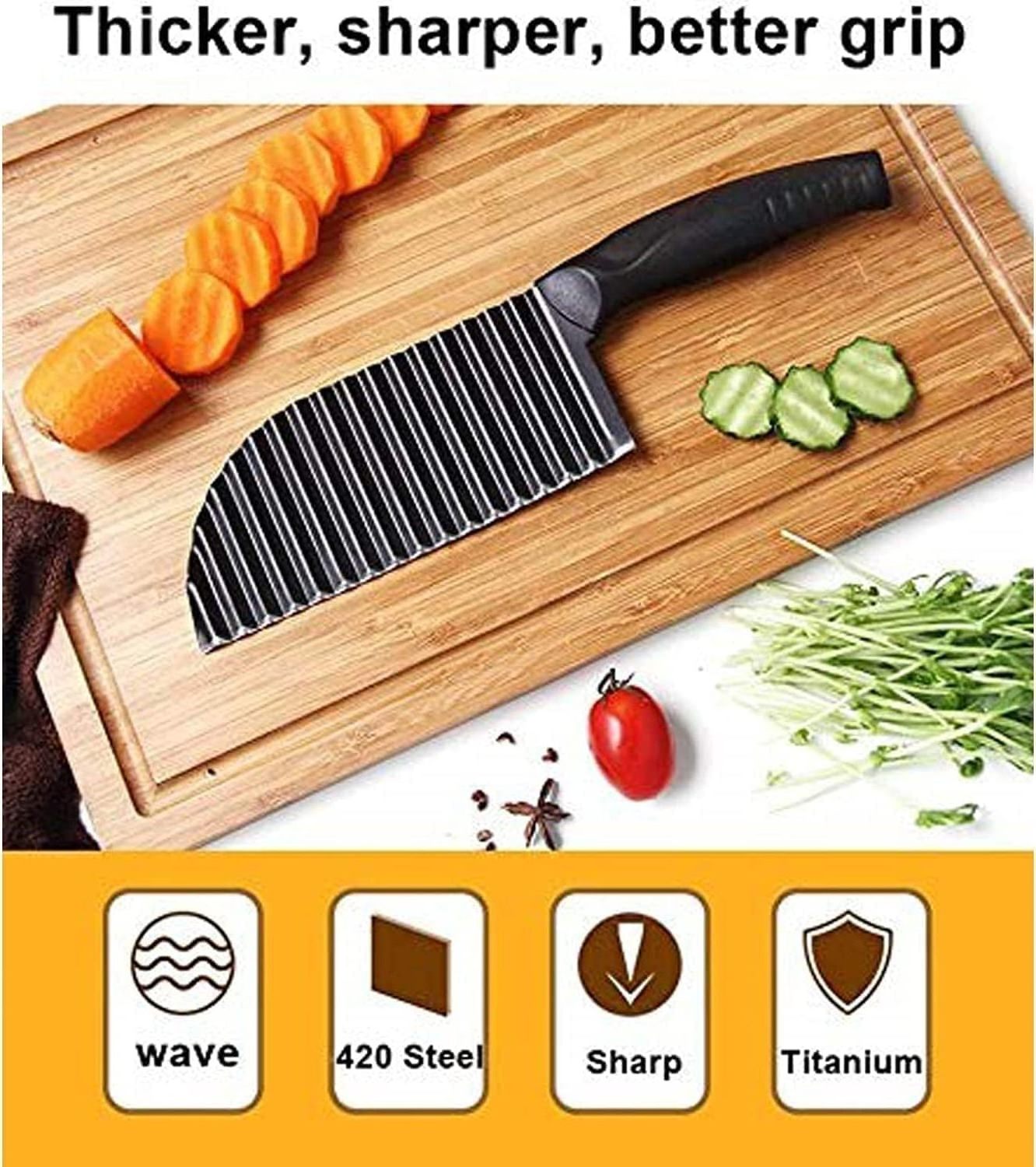 Stainless Steel Waves French Fries Slicer Handheld Chipper Chopper Vegetable Salad Chopping Knife