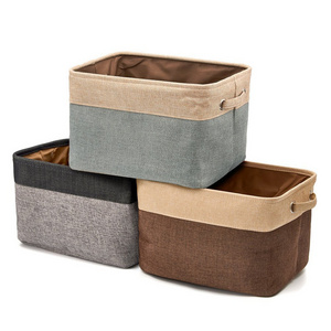 Wholesale High Quality Foldable Canvas Fabric Storage Basket with Handles for Home Office Dorm Closet Storage