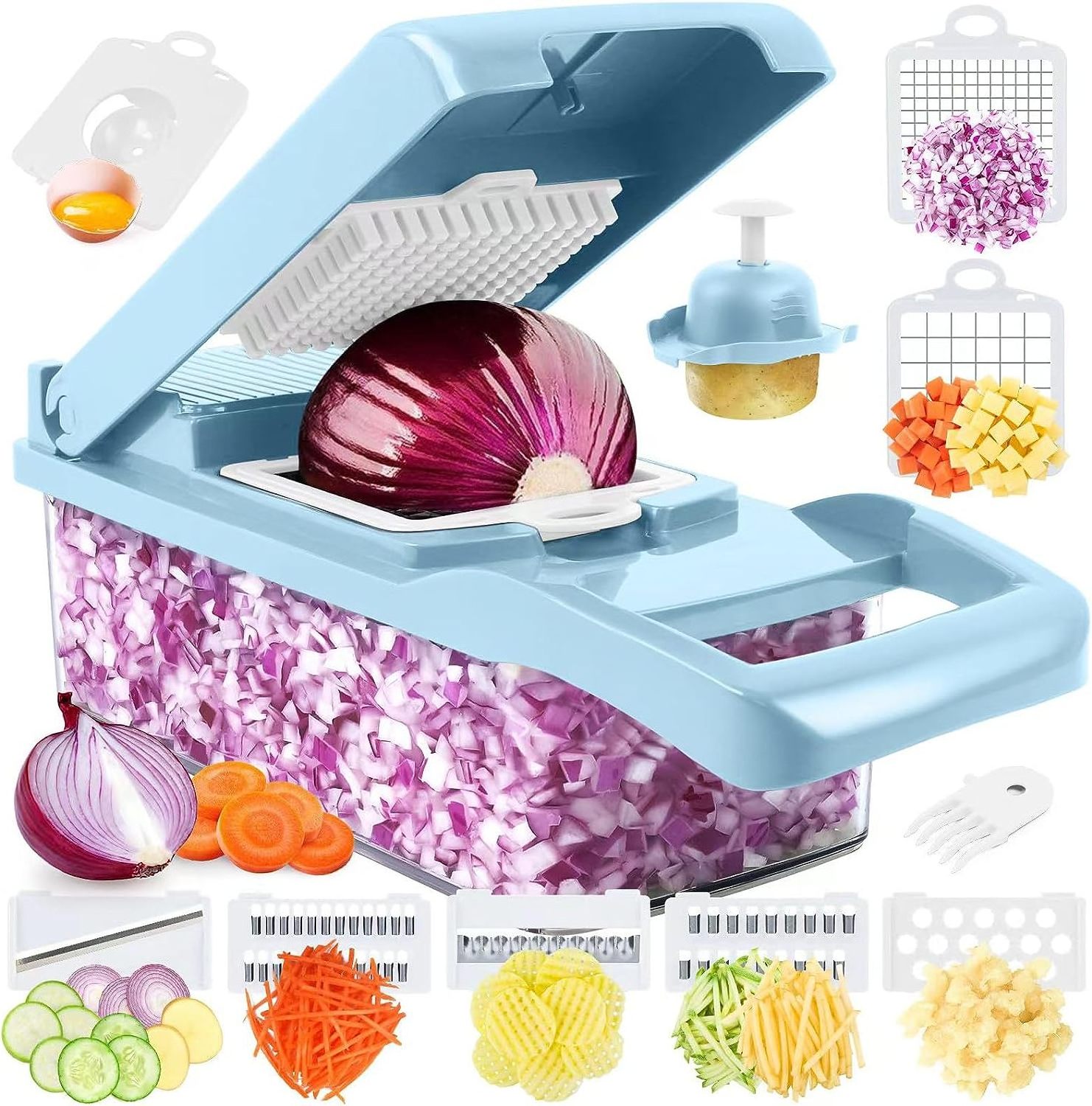 15 in 1 Professional Food Chopper Kitchen chopper Dicer Cutter Veggie Chopper with Container