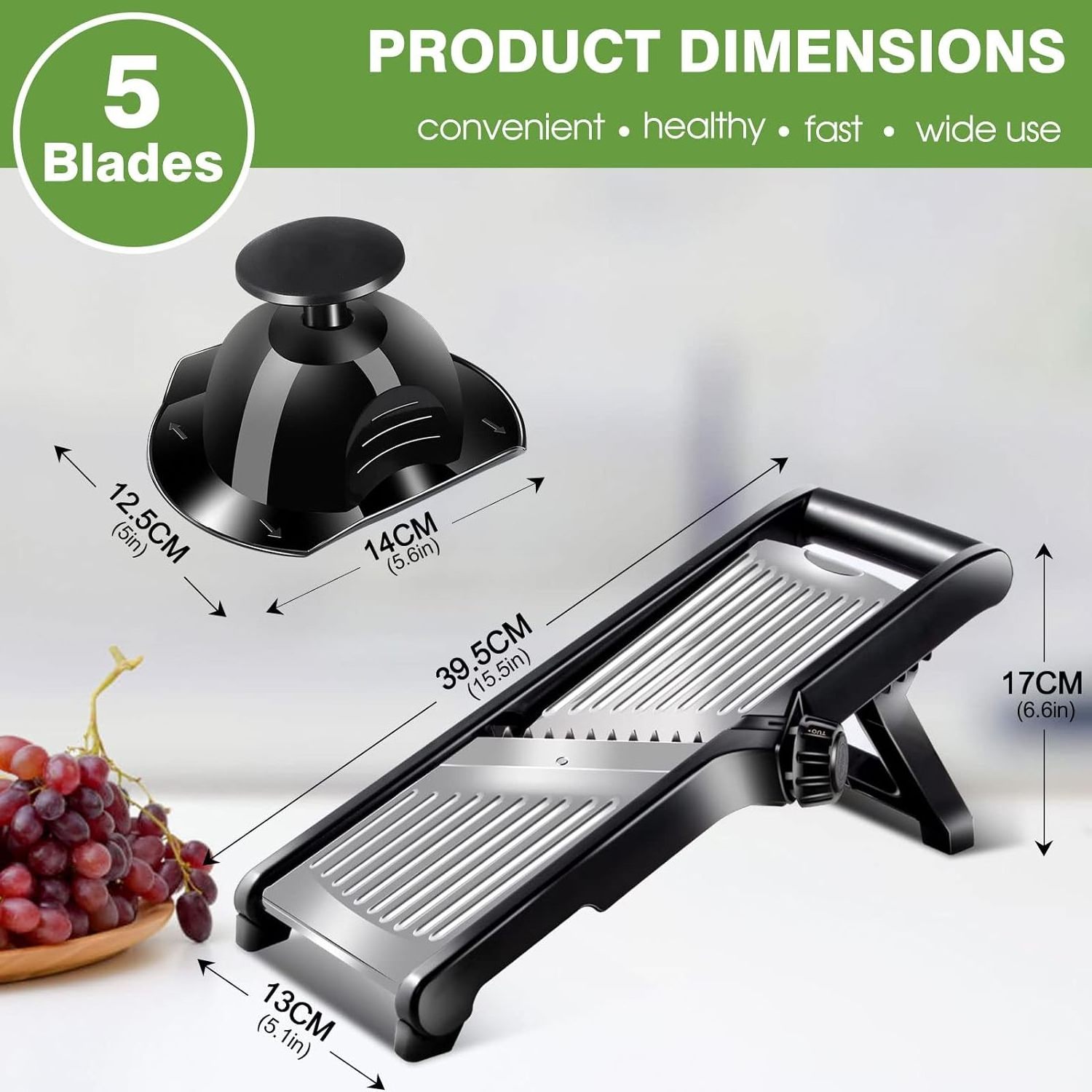 Adjustable Mandoline Slicer, Mandoline with Cut-Resistant Gloves, Kitchen Mandoline Slicer