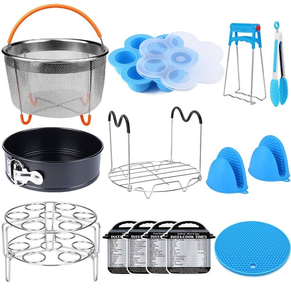 11PCS Pressure Cooker Accessories Set compatible with 6 8 Qt Steam cooker Veggie Basket Springform Pan Pot