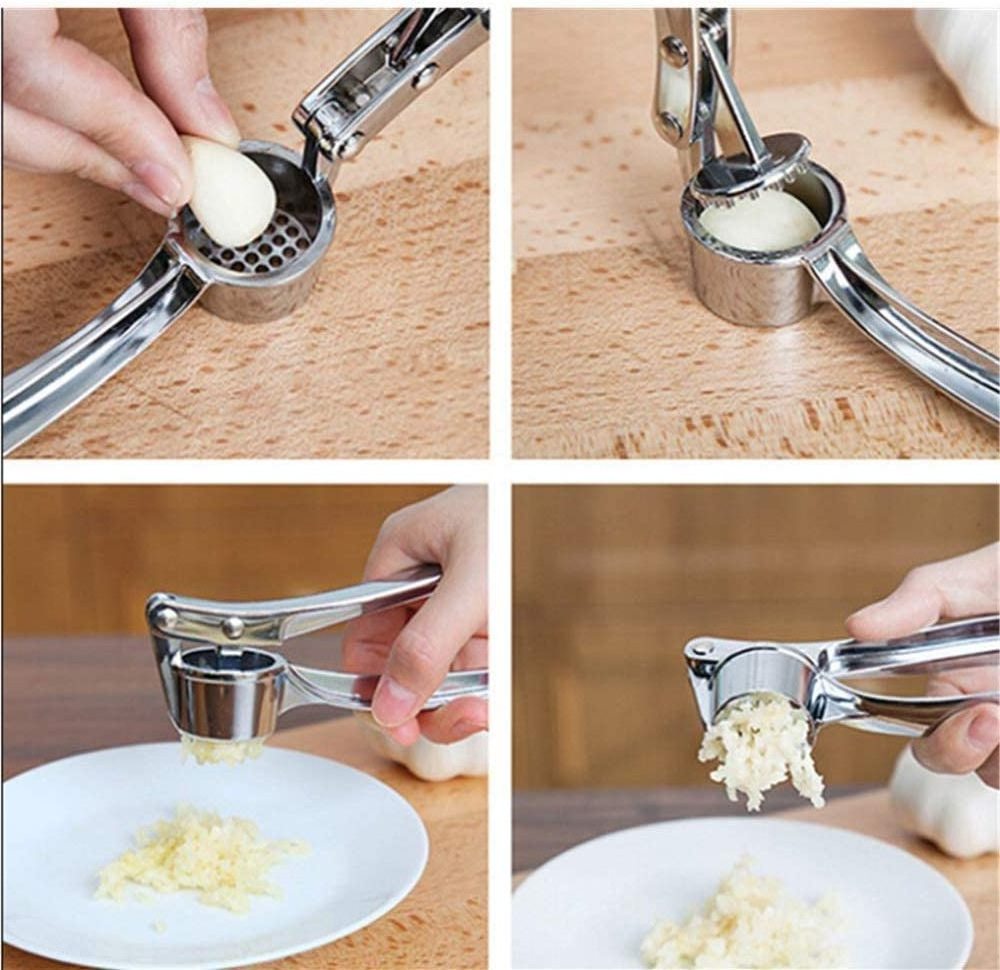 Handheld Zinc Alloy Stainless Steel Garlic Mincer Garlic Press for kitchen