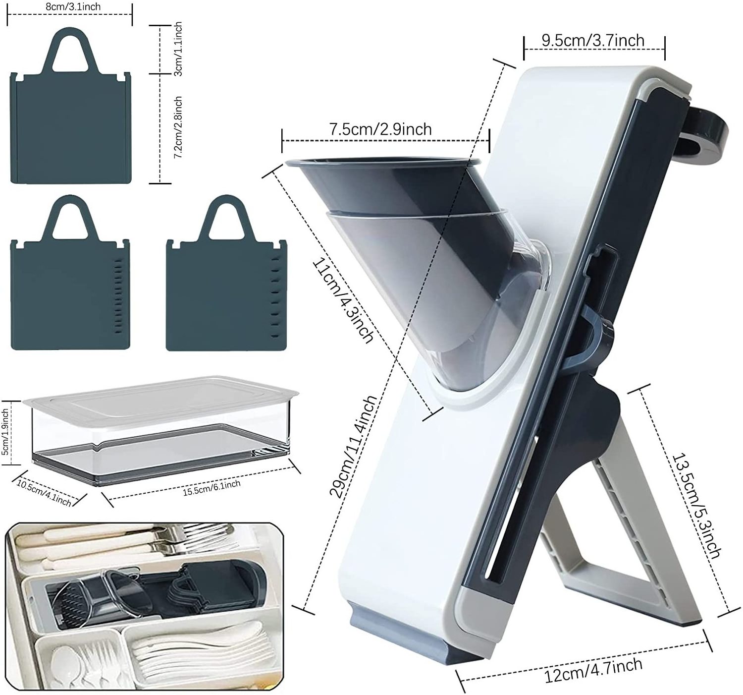 New Arrival High Quality Mandoline Slicer, 4 IN 1 Safe Vegetable Chopper Including Storage Container with Lid