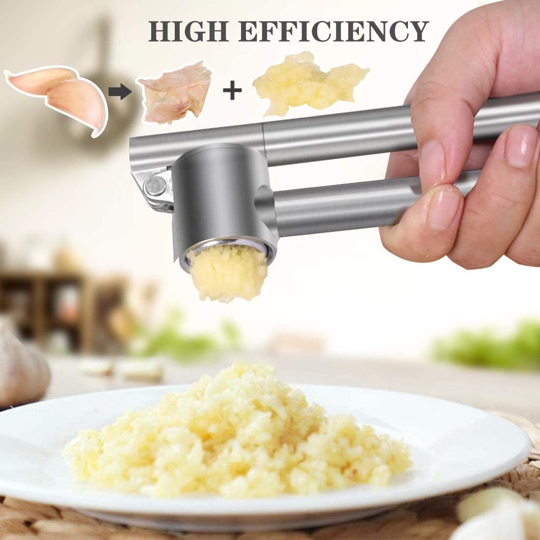 304 Stainless Steel Garlic Crusher & Peeler Garlic Ginger Press Set