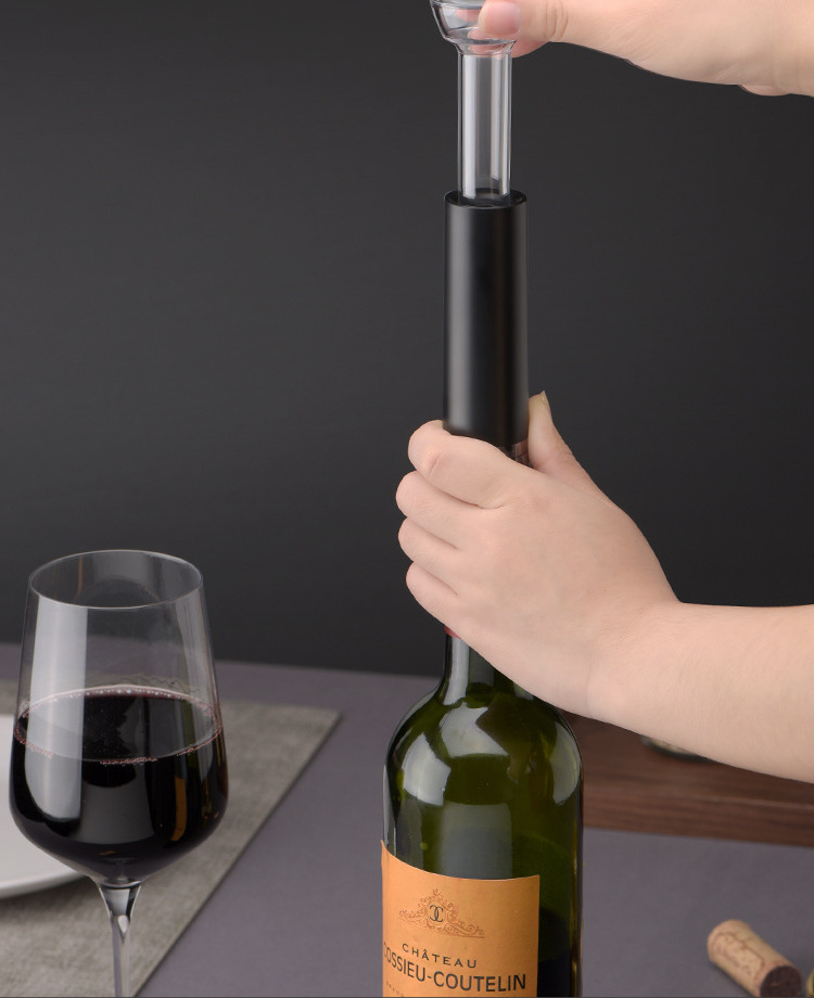 Wine Bottle Vacuum pump with 4 Vacuum Stopper, Wine Saver Pump with 4 Vacuum Bottle Stoppers